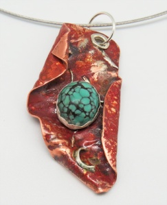 pendant sprinkled silver turquoise red 